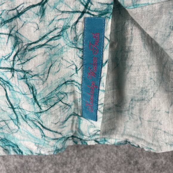 Robert Graham Linen Blend Shirt Mens XL Blue Flip Cuff Abstract Vibrant SS - Picture 4 of 16